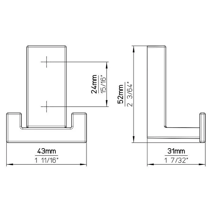 BAUHAUS Siro Garderobenhaken 2435/ZN21 L X B X H: 43 X 52 X 31 Mm, Anzahl Haken: 2 Stk. 2 BAUHAUS Siro Garderobenhaken 2435/ZN21 L X B X H: 43 X 52 X 31 Mm, Anzahl Haken: 2 Stk. – Bild 2