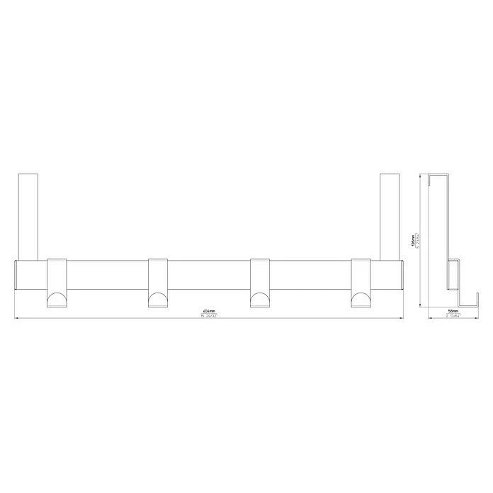 BAUHAUS Garderobenleiste L X B X H: 404 X 51 X 138 Mm, Anzahl Haken: 4 3 BAUHAUS Garderobenleiste L X B X H: 404 X 51 X 138 Mm, Anzahl Haken: 4 – Bild 3