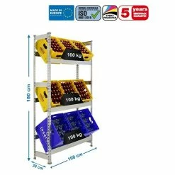 BAUHAUS Simonrack Simonbottle Metall-Getränkekistenregal Bottleclick L X B X H: 30 X 100 X 180 Cm, Traglast: 100 Kg/Boden, Anzahl Böden: 3, Silber -Cheap Regale Store 12 478