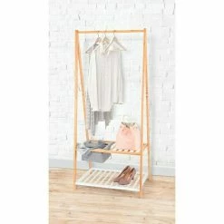 BAUHAUS Garderobenständer L X B X H: 45 X 70 X 160 Cm, Bambus/Weiß -Cheap Regale Store 12 4893