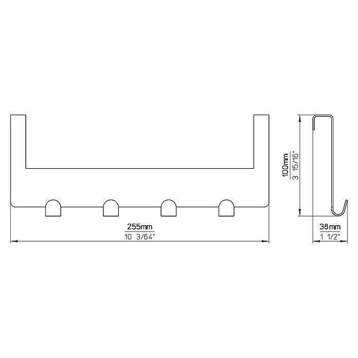 BAUHAUS Siro Türgarderobe L X H: 255 X 100 Mm, Vernickelt 6 BAUHAUS Siro Türgarderobe L X H: 255 X 100 Mm, Vernickelt – Bild 6