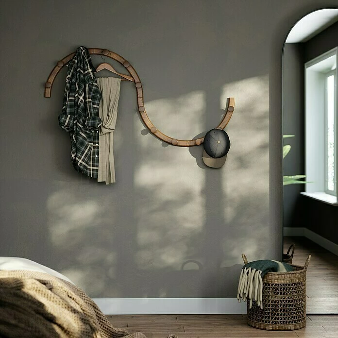 BAUHAUS Umbra Garderobenhaken-Set Slinka L X B X H: 4,8 X 42,8 X 11,4 Cm, Anzahl Haken: 12 Stk., Walnuss 3 BAUHAUS Umbra Garderobenhaken-Set Slinka L X B X H: 4,8 X 42,8 X 11,4 Cm, Anzahl Haken: 12 Stk., Walnuss – Bild 3