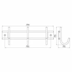BAUHAUS Siro Garderobenleiste 220N1V1E L X B X H: 220 X 80 X 50 Mm, Anzahl Haken: 3 Stk., Silber -Cheap Regale Store 12 5406