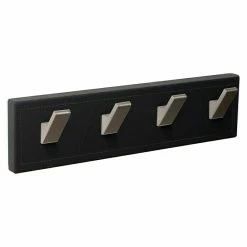 BAUHAUS Nesu Garderobenleiste L X B X H: 40,3 X 5,5 X 10,3 Cm, Anzahl Haken: 4 Stk., Schwarz, Leder