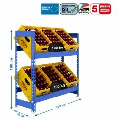 BAUHAUS Simonrack Simonbottle Metall-Getränkekistenregal Bottleclick L X B X H: 30 X 100 X 100 Cm, Traglast: 100 Kg/Boden, Anzahl Böden: 3, Blau -Cheap Regale Store 12 556