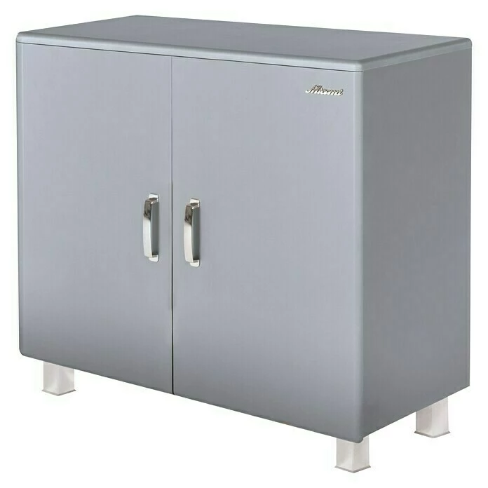 BAUHAUS Phönix Miami Kommode L X B X H: 43 X 97,6 X 88,8 Cm, Hellgrau, 2 Verchromte Griffe 1 BAUHAUS Phönix Miami Kommode L X B X H: 43 X 97,6 X 88,8 Cm, Hellgrau, 2 Verchromte Griffe