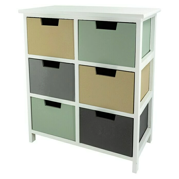 BAUHAUS Kommode L X B X H: 29 X 54 X 64 Cm, Weiß/Bunt, Anzahl Schubladen: 6 Stk. 1 BAUHAUS Kommode L X B X H: 29 X 54 X 64 Cm, Weiß/Bunt, Anzahl Schubladen: 6 Stk.