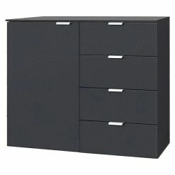 BAUHAUS Express Möbel Sideboard Carina L X B X H: 42 X 100 X 80 Cm, Schwarz, Anzahl Schubladen: 4 Stk., Mit Tür