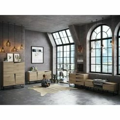 BAUHAUS Phönix Carv Sideboard L X B X H: 45 X 165 X 75 Cm, Wild Oak, Anzahl Türen: 3 Stk. -Cheap Regale Store 12 5693