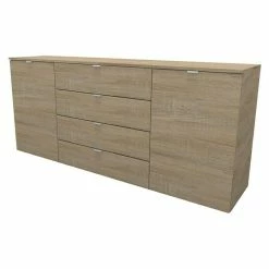 BAUHAUS Express Möbel Sideboard Carina L X B X H: 42 X 180 X 80 Cm, Sonoma Eiche, Anzahl Schubladen: 4 Stk., Mit 2 Türen