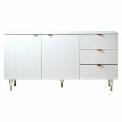 BAUHAUS Phönix Sideboard Pattern L X B X H: 40 X 160 X 84 Cm, Weiß, Anzahl Schubladen: 3 Stk., Anzahl Türen: 2 Stk.