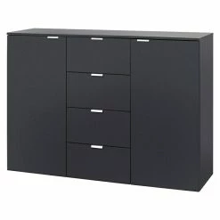 BAUHAUS Express Möbel Sideboard Carina L X B X H: 42 X 140 X 80 Cm, Graphit, Anzahl Schubladen: 4 Stk., Mit 2 Türen