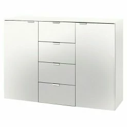 BAUHAUS Express Möbel Sideboard Carina L X B X H: 42 X 140 X 80 Cm, Weiß, Anzahl Schubladen: 4 Stk., Mit 2 Türen