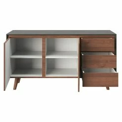 BAUHAUS Phönix Playboy Sideboard Victoria L X B X H: 42 X 150 X 78 Cm, Nussbaum, Anzahl Schubladen: 3 Stk., Anzahl Türen: 2 Stk. -Cheap Regale Store 12 5742