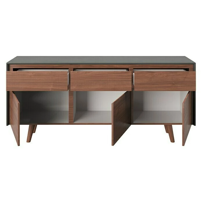 BAUHAUS Phönix Playboy Sideboard Victoria L X B X H: 42 X 180 X 78 Cm, Nussbaum, Anzahl Schubladen: 3 Stk., Anzahl Türen: 3 Stk. 3 BAUHAUS Phönix Playboy Sideboard Victoria L X B X H: 42 X 180 X 78 Cm, Nussbaum, Anzahl Schubladen: 3 Stk., Anzahl Türen: 3 Stk. – Bild 3