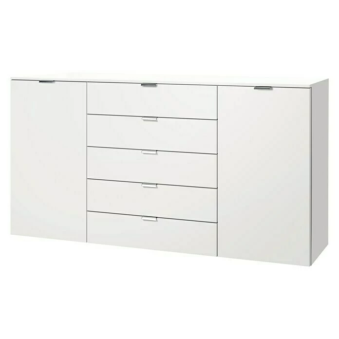 BAUHAUS Express Möbel Sideboard Carina L X B X H: 42 X 180 X 100 Cm, Weiß, Anzahl Schubladen: 5 Stk., Mit 2 Türen 1 BAUHAUS Express Möbel Sideboard Carina L X B X H: 42 X 180 X 100 Cm, Weiß, Anzahl Schubladen: 5 Stk., Mit 2 Türen