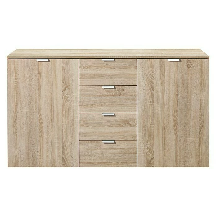 BAUHAUS Express Möbel Sideboard Carina L X B X H: 42 X 140 X 80 Cm, Sonoma Eiche, Anzahl Schubladen: 4 Stk., Mit 2 Türen 1 BAUHAUS Express Möbel Sideboard Carina L X B X H: 42 X 140 X 80 Cm, Sonoma Eiche, Anzahl Schubladen: 4 Stk., Mit 2 Türen