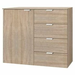 BAUHAUS Express Möbel Sideboard Carina L X B X H: 42 X 100 X 80 Cm, Sonoma Eiche, Anzahl Schubladen: 4 Stk., Mit Tür