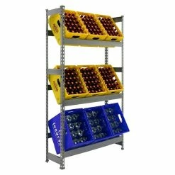 BAUHAUS Simonrack Simonbottle Metall-Getränkekistenregal Bottleclick L X B X H: 30 X 100 X 180 Cm, Traglast: 100 Kg/Boden, Anzahl Böden: 3, Grau