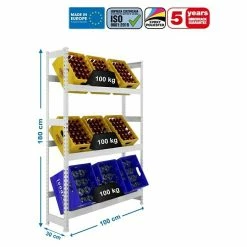 BAUHAUS Simonrack Simonbottle Metall-Getränkekistenregal Bottleclick L X B X H: 30 X 100 X 180 Cm, Traglast: 100 Kg/Boden, Anzahl Böden: 3, Weiß -Cheap Regale Store 12 799