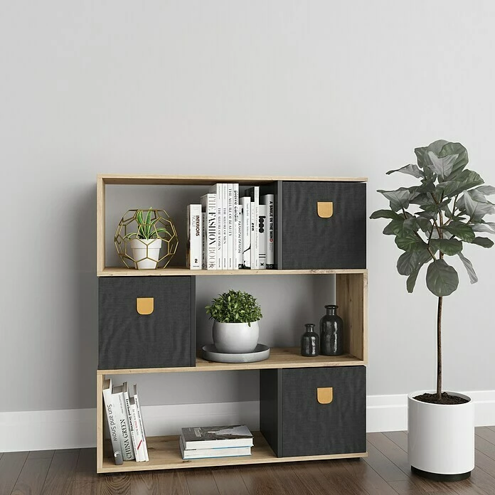 BAUHAUS Phönix Regal Shelfy L X B X H: 35,6 X 103 X 110 Cm, Eiche/Grau 4 BAUHAUS Phönix Regal Shelfy L X B X H: 35,6 X 103 X 110 Cm, Eiche/Grau – Bild 4