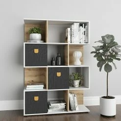 BAUHAUS Phönix Regal Shelfy L X B X H: 35,6 X 103 X 146 Cm, Weiß/Eiche -Cheap Regale Store 12 943