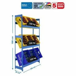 BAUHAUS Simonrack Simonbottle Metall-Getränkekistenregal Bottleclick L X B X H: 30 X 100 X 180 Cm, Traglast: 100 Kg/Boden, Anzahl Böden: 3, Blau -Cheap Regale Store 12 988