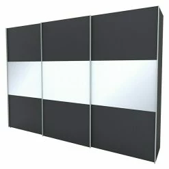 BAUHAUS Express Möbel Schwebetürenschrank Stars B X T X H: 300 X 68 X 236 Cm, Farbe Griff: Alufarben, Farbe Front: Graphit/Weißglas, Farbe Korpus: Graphit